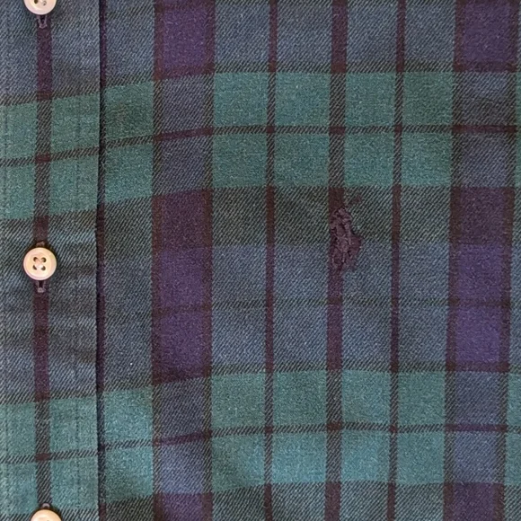 Ralph Lauren Blaire 100% Cotton Long Sleeve Black Watch Plaid Shirt - Picture 7 of 11